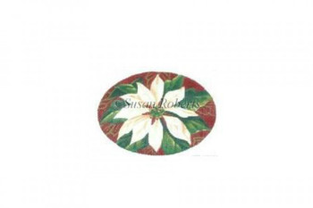 TTOR140 White Poinsettia, ornament #18 Mesh Susan Roberts Needlepoint 5 1/4" x 3 1/2"