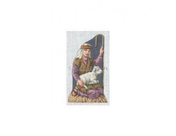 TTNA2124 Shepherd Boy, nativity doll #18 Mesh Susan Roberts Needlepoint 2 1/2" x 4 3/4"