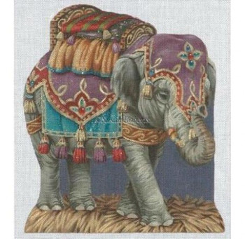 TTNA2123 Elephant 9 3/4" x 11 1/4" #18 Mesh Susan Roberts Needlepoint