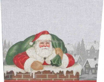 TTST109 Chimney Santa, stocking topper #18 Mesh Susan Roberts Needlepoint 9" x 7 1/2"