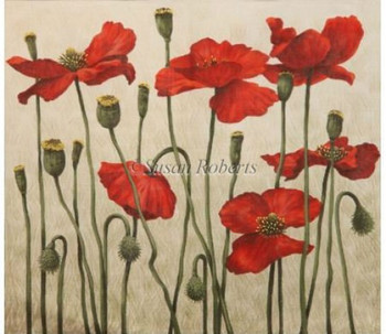 TTAP435-13 Red Poppies #13 Mesh 19 1/2" x 17 1/2" Susan Roberts Needlepoint