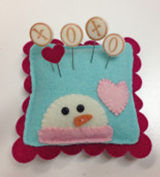 Snow Kisses Slider – Snowman Pincushion Kit Wool Kit Just Another Button Company