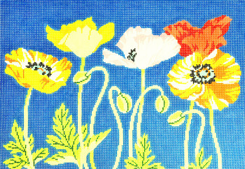 WH1268 Lee's Needle Arts Poppies Hand-painted canvas - 13 Mesh 16X11