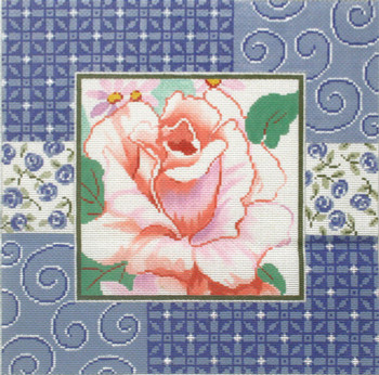 P1274 Lee's Needle Arts Flower on Blue, 12x12, 13M