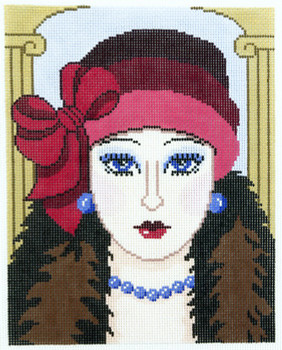 SPM340 Lee's Needle Arts  Vogue Lady Hand-painted canvas - 13 Mesh 8in x 10in.