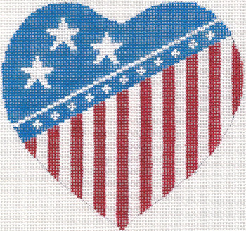 SN272 Flag Heart Ornament 4.75 x 4.5	18 Mesh Silver Needle Designs