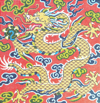 P1021 Lee's Needle Arts Golden Dragon Hand-painted canvas - 12 Mesh 16in.X16in