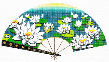 F787SSKU Lee's Needle Arts Floral, Water Lilies Hand-Painted Canvas 10in x 5.5in, 18m