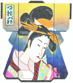 SPM320SKU Lee's Needle Arts Geisha Kimono Hand-Painted Canvas 8in x 10in, 18m