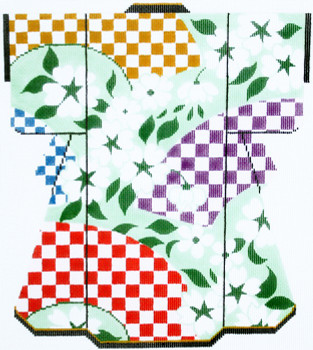SPM364SKU Lee's Needle Gardenia & Checkerboard Kimono 18M 8in. x 10in.