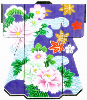 SPM362SKU Lee's Needle Arts Wave with Purple Flower Kimono 18M 8in. x 10in.