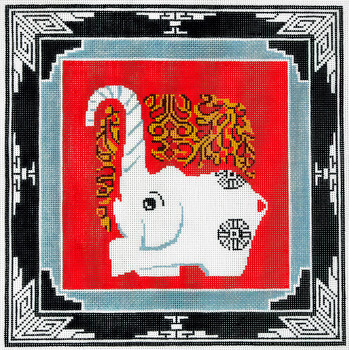 P1215 Lee's Needle Arts Elephant With Border Hand-painted canvas - 13 Mesh 12X12