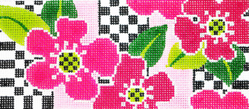 BB33 Lee's Needle Arts Pink Floral Hand-painted canvas - 18 Mesh 6in. X 2.75in.