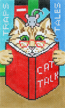 BD73 Lee's Needle Arts Cat Talk Hand Painted Canvas - 18 Mesh 5.25in x 3.25in