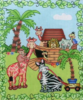 WH1327 Lee's Needle Arts  Animal Ark Hand Painted Canvas 18 Mesh 12in x 10in