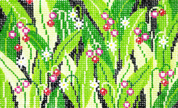 BD44 Lee's Needle Arts  Lily Of The Valley Hand-painted canvas - 18 Mesh 5.25in. X 3.25in.