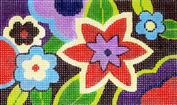 BD61 Lee's Needle Arts Mod Floral Hand-painted canvas - 18 Mesh 5.25in. X 3.25in.