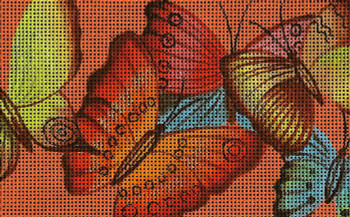 BD91 Lee's Needle Arts Flutterbyes - Leigh Design Exclusive  Hand-painted canvas - 18 Mesh 2011 5.25in x 3.25in