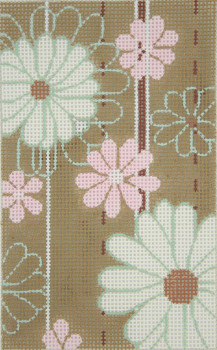 BD93 Lee's Needle Arts Tan Floral Hand-painted canvas - 18 Mesh 2012 5.25in x 3.25in