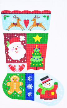 XS7102SKU Lee's Needle Arts Stocking Sampler # 1 Hand-painted canvas - 13 Mesh 13in.x23in.