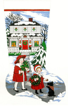 XS7143 Lee's Needle Arts Stocking Victorian Children 13Ct  Hand-painted canvas 13in x 23in