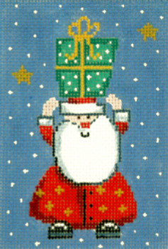 WH1320SKU Lee's Needle Arts Santa with Presents Hand-painted canvas - 18 Mesh 3in. x 4.5in.