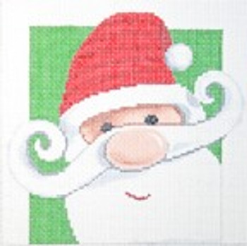 WH1352SKU Lee's Needle Arts  Santa #2 on green background, 5x5, 18M