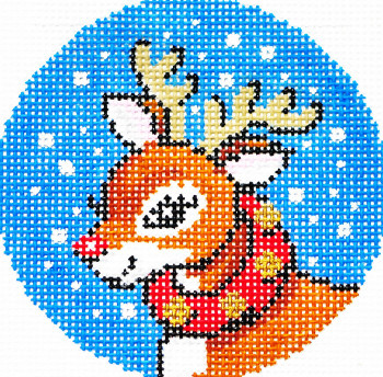 BJ93 Lee's Needle Arts Rudolph Hand-painted canvas - 18 Mesh 3in. ROUND