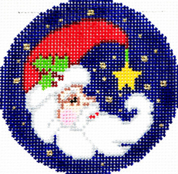 BJ86 Lee's Needle Arts Santa Crescent Hand-painted canvas - 18 Mesh 3in. ROUND