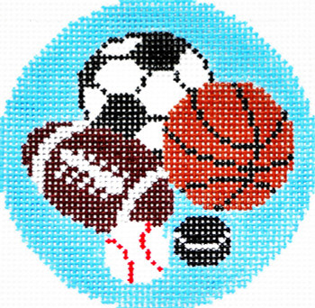 BJ64 Lee's Needle Arts All Sports Hand-painted canvas - 18 Mesh 3in. ROUND