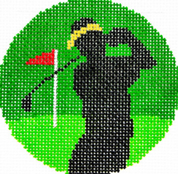BJ61 Lee's Needle Arts  Golfer Hand-painted canvas - 18 Mesh 3in. ROUND