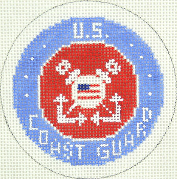 BJ207 Lee's Needle Arts US Coast Guard Hand-painted canvas - 18 Mesh 3in ROUND