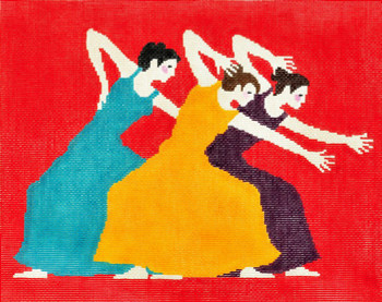BF56 Lee's Needle Arts Dancers Hand-painted canvas - 18 Mesh 10.25in. X 8.25in.