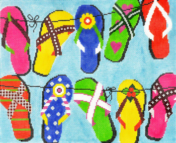 BF37 Lee's Needle Arts Sandals Hand-painted canvas - 18 Mesh 10.25in. X 8.25in.