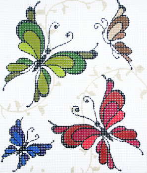 BG103 Lee's Needle Arts Butterflies Hand-painted canvas 18 Mesh