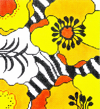 BG69 Lee's Needle Arts Yellow Flower Hand-painted canvas - 18 Mesh