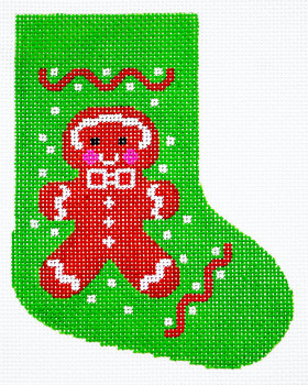 BX29 Lee's Needle Arts Stocking Gingerbread Man Hand-painted canvas - 18 Mesh 4in. X 5in.