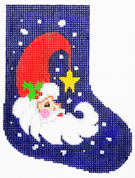 BX02 Lee's Needle Arts Stocking Santa Crescent Hand-painted canvas - 18 Mesh 4in. X 5in.