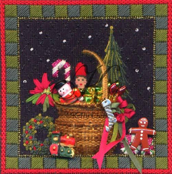 KCN233 Christmas Basket 4.6 x 4.6 18 Mesh With Stitch Guide And Embellishment Kit KELLY CLARK STUDIO, LLC