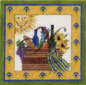 KCN234 Provence Picnic Basket 4.6 x 4.6 18 Mesh With Stitch Guide And Embellishment Kit KELLY CLARK STUDIO, LLC