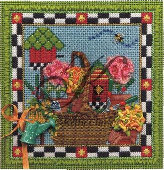 KWP06 June Gardening Basket 4.6 x 4.6 18 Mesh With Stitch Guide KELLY CLARK STUDIO, LLC