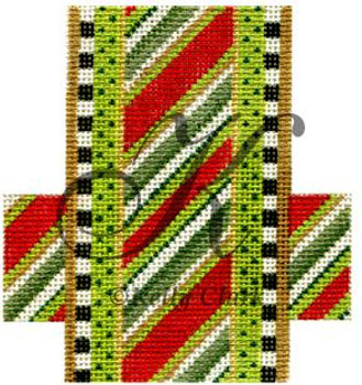 KCCX14-18 Striped Christmas Crunch Bar 3.5"w x 4"h 18 Mesh KELLY CLARK STUDIO, LLC