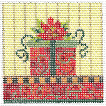 KCNLP-03 Poinsettia & Paisley Li'l Present 3"w x 3"h 18 Mesh KELLY CLARK STUDIO, LLC