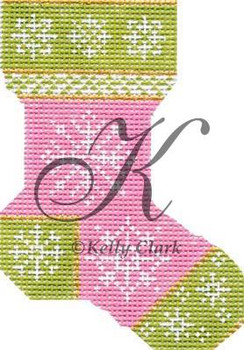 KCN534 Pink Snowflake Sock 3.75"w x 5.25"h 13 Mesh KELLY CLARK STUDIO, LLC