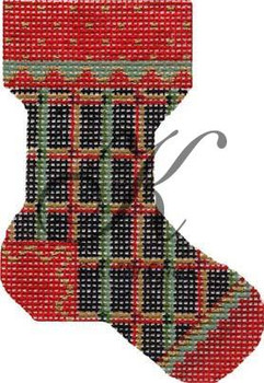 KCN59 Christmas Plaid Sock 3.75"w x 5.25"h 13 Mesh KELLY CLARK STUDIO, LLC