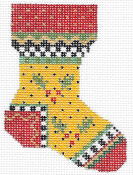 KCN50 Yellow Holly Sock 3.75"w x 5.25"h 13 Mesh KELLY CLARK STUDIO, LLC