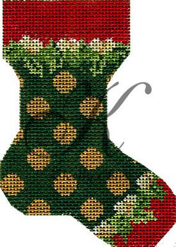 KFA02-18 Micro Sock: Forest & Honey Polka Dot 3.1"w x 4.25"h 18 Mesh KELLY CLARK STUDIO, LLC