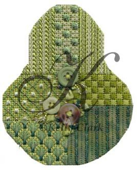 KCN1400 Chartreuse Pear Sampler 3.5"w x 4.5"h 18 Mesh With Stitch Guide KELLY CLARK STUDIO, LLC