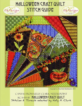 KCA013 Halloween Crazy Quilt 7.8" square 18 Mesh With Stitch Guide KELLY CLARK STUDIO, LLC