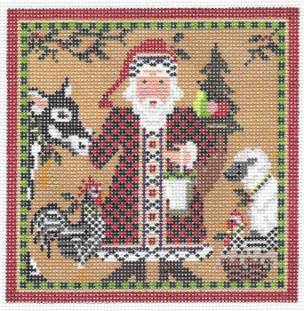 KCN180-18 Santa & Farm Friends Square 5" x 5", 18 Mesh KELLY CLARK STUDIO, LLC